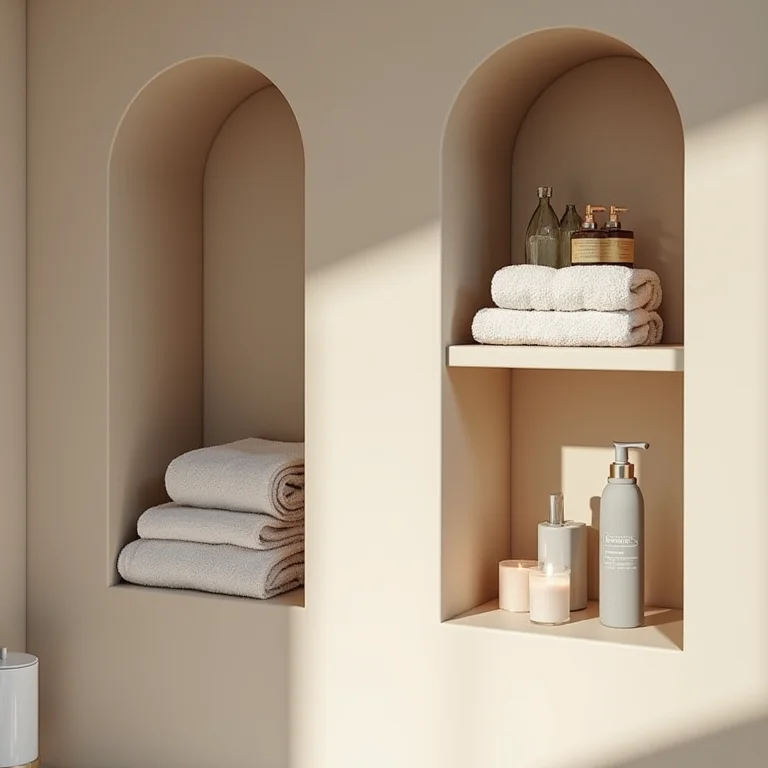 Nichos e prateleiras para otimizar espaço no banheiro