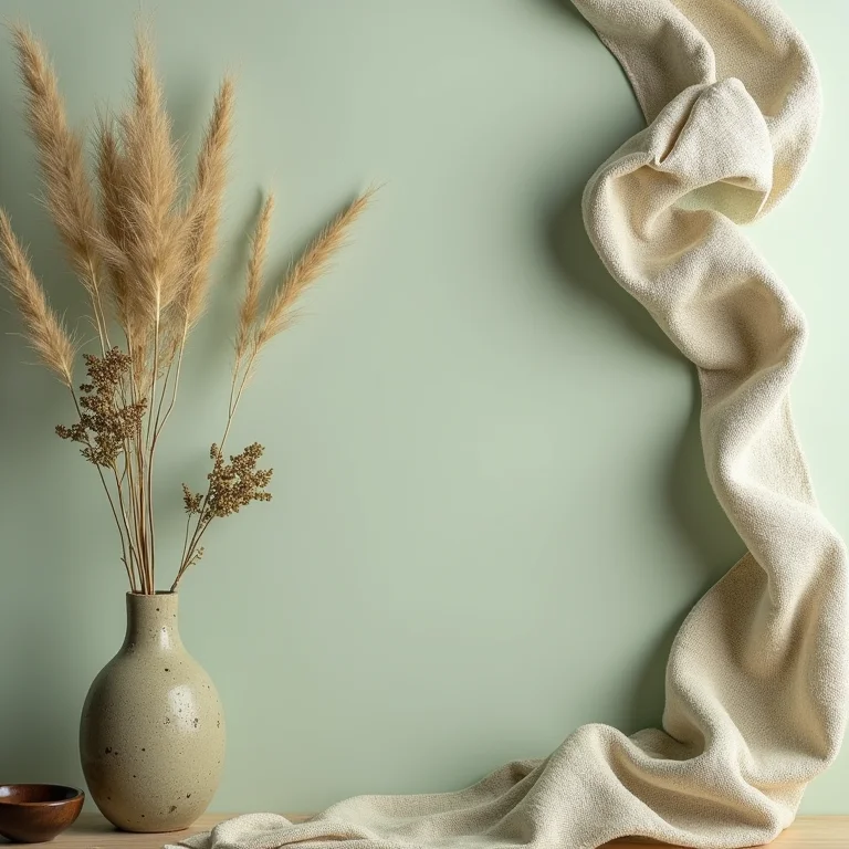 Objetos decorativos em verde e tons terrosos