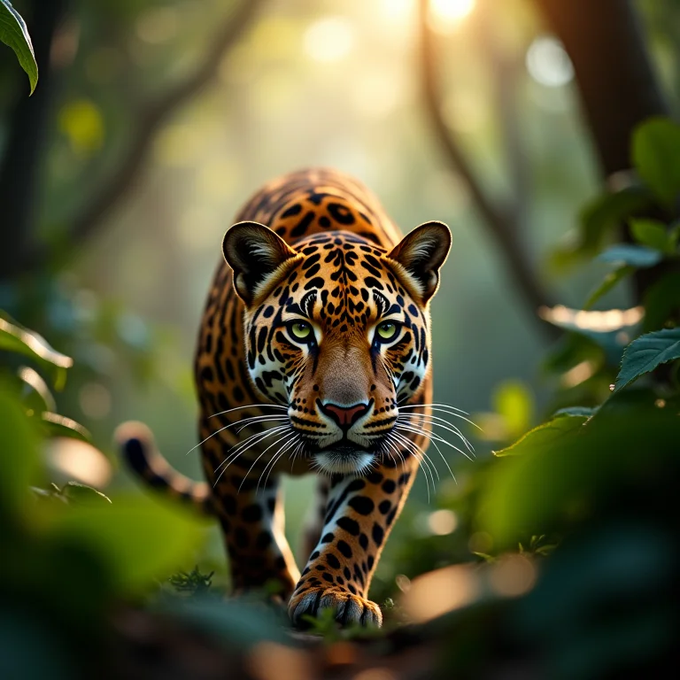 Onça-pintada na floresta amazônica