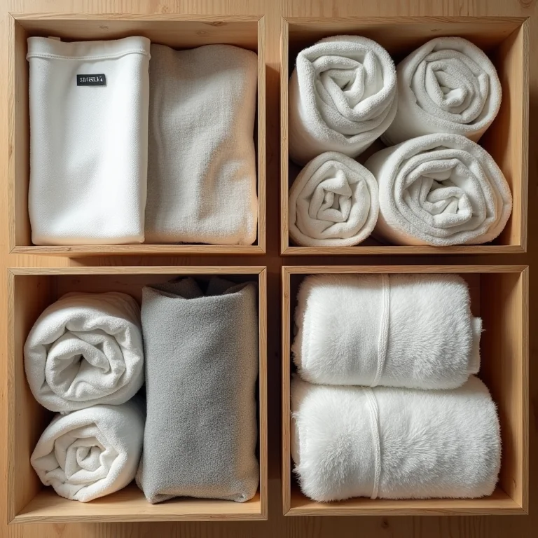 Organização com caixas de madeira.