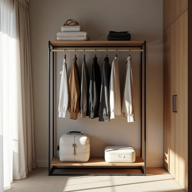 Organização e espaço para guardar pertences em quarto de hóspedes