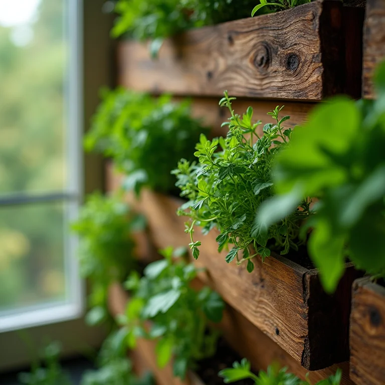 Painel de horta vertical com ervas e vegetais