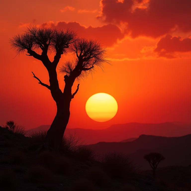 Paisagem surreal da Ilha de Socotra, Iêmen, com as icônicas árvores Dragon Blood.