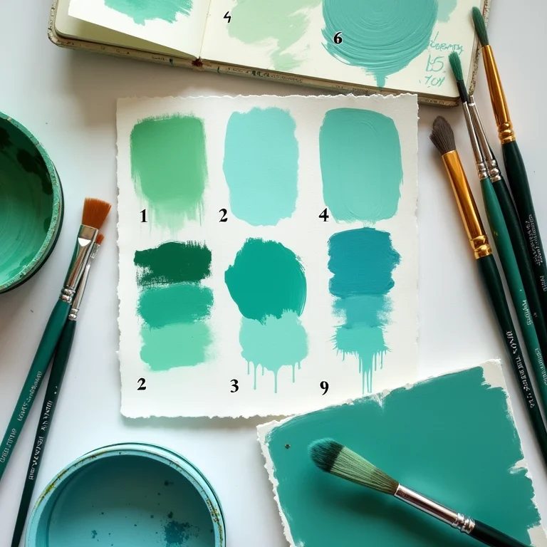 Paleta de cores análogas em tons de verde e azul.