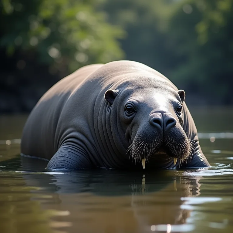 Peixe-boi-da-amazônia em águas rasas