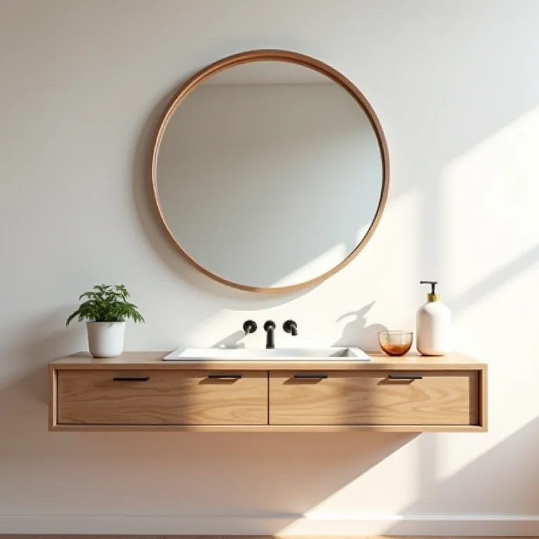 Penteadeira suspensa com espelho camarim DIY