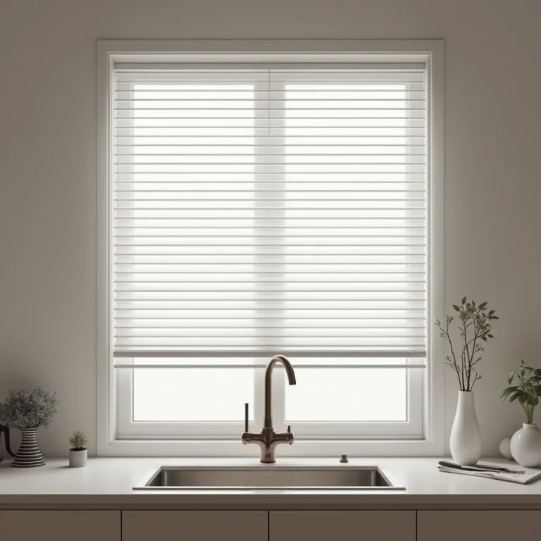 Persianas minimalistas em cozinha moderna