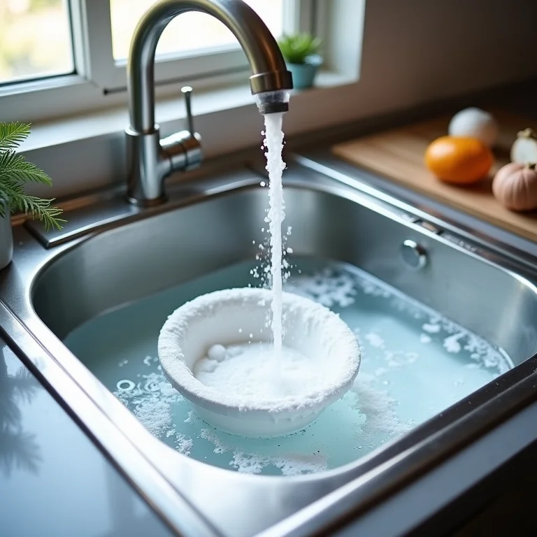 Pia de inox com cuba funda cheia de louça