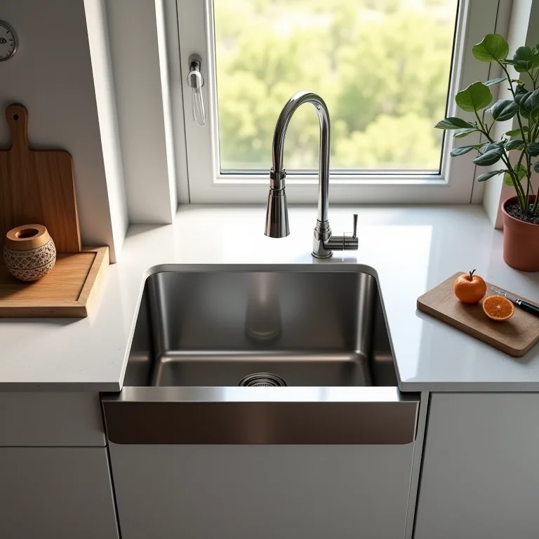 Pia de inox compacta em cozinha pequena