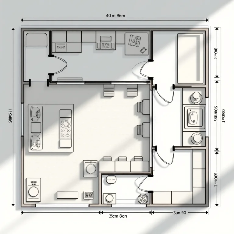 Planta baixa da cozinha com medidas para eletrodomésticos