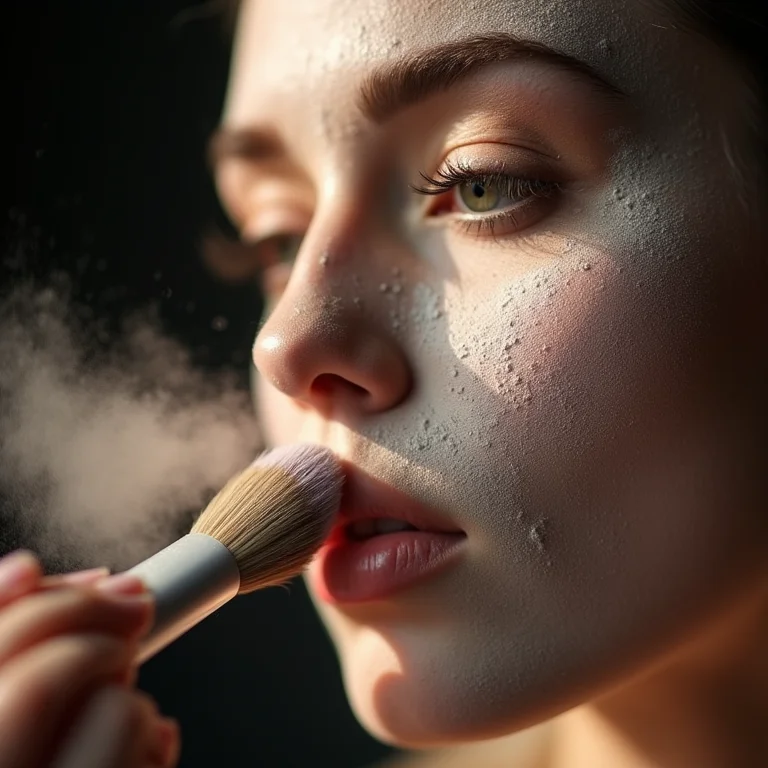 Pó facial marcando linhas de expressão