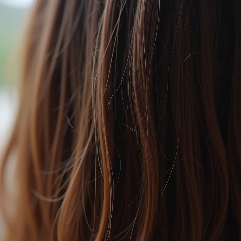 Pontas duplas em um cabelo comprido que não é cortado regularmente.