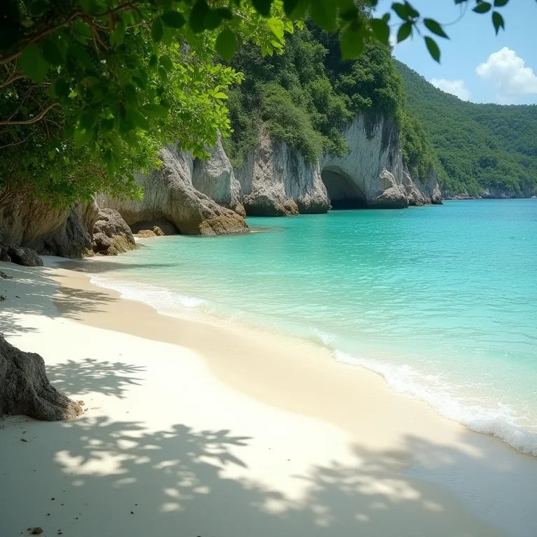 Praia deserta com água cristalina no Rio Santos.