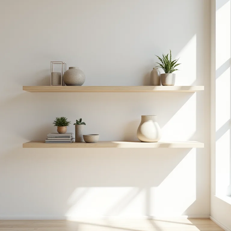 Prateleiras flutuantes com design inovador em parede branca
