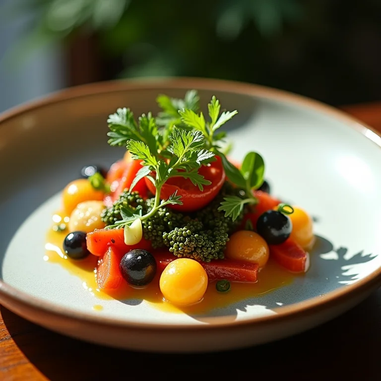 Prato complexo e artístico do restaurante Lasai no Rio de Janeiro
