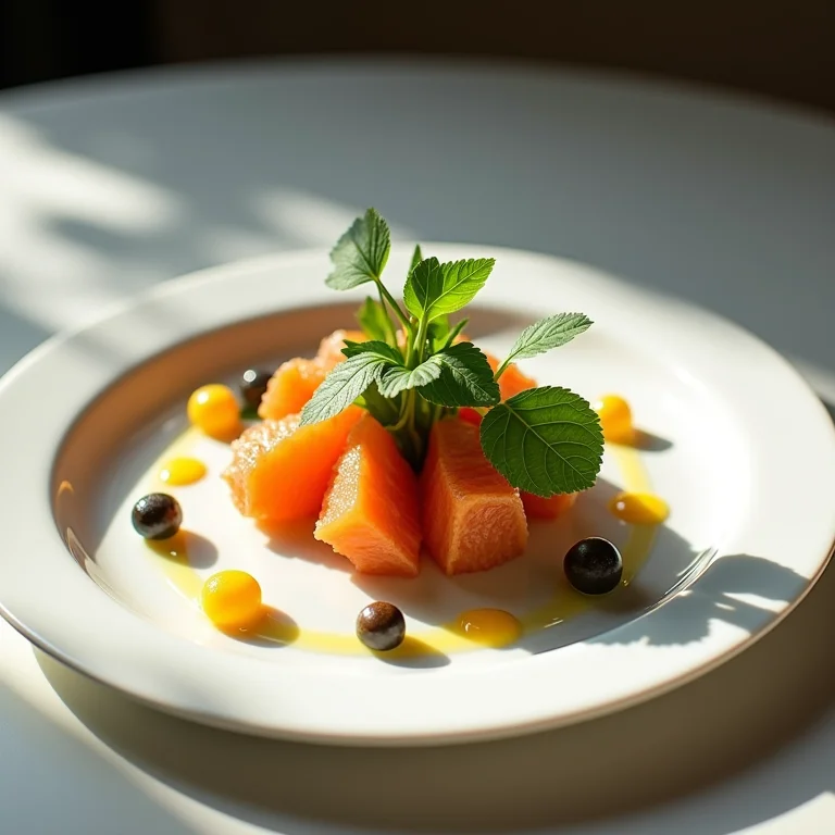 Prato minimalista e elegante do restaurante Maní em São Paulo
