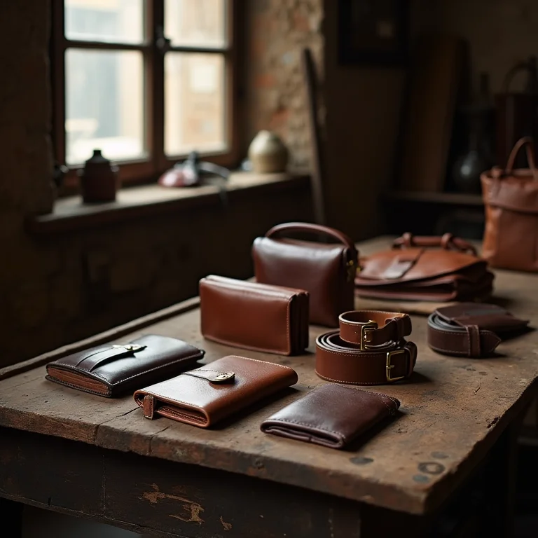 Produtos de couro artesanais em Oltrarno, Florença.