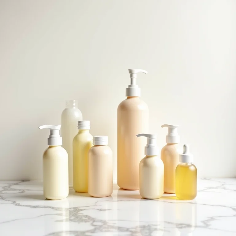 Produtos de hidratação capilar em fundo de mármore