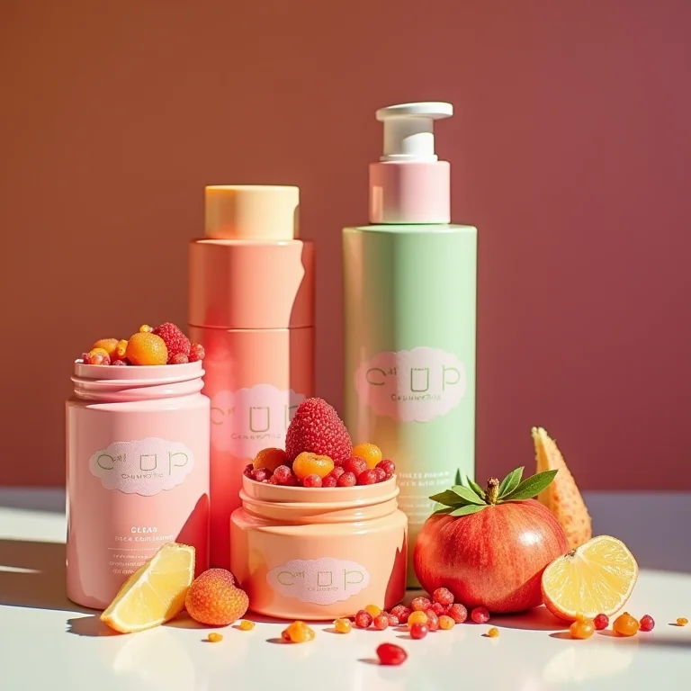 Produtos veganos e divertidos da Lola Cosmetics em uma composição vibrante.