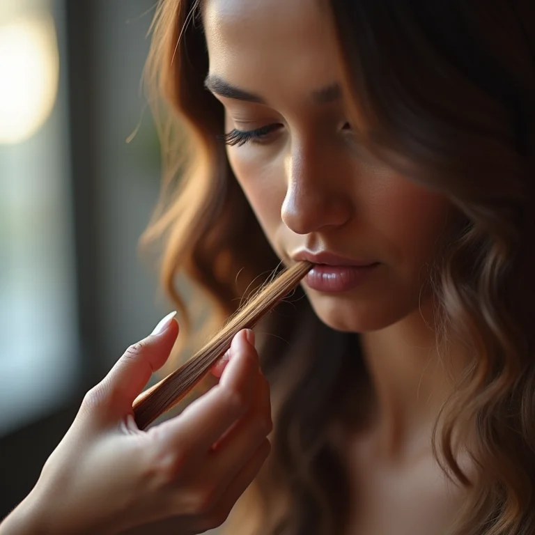 Profissional aplicando coloração em teste de mecha