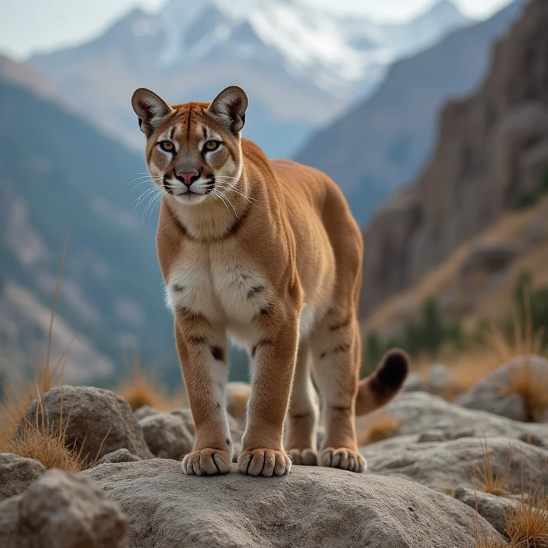 Puma adaptável em montanhas rochosas