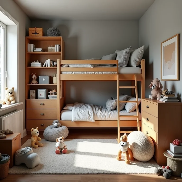 Quarto com beliche sem espaço de armazenamento