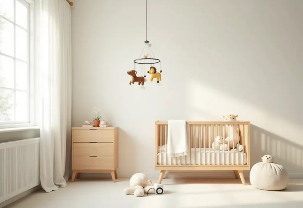 Quarto de bebê unissex simples: 5 ideias geniais e baratas Quarto de bebê unissex com decoração minimalista e cores neutras.