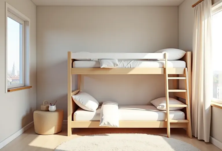 Quarto infantil moderno com beliche estilosa