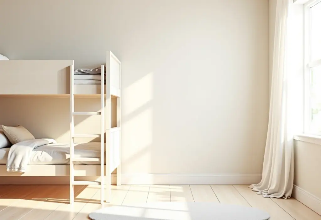 Quarto com beliche: 7 erros que você não pode cometer Quarto infantil moderno com beliche estiloso e bem iluminado