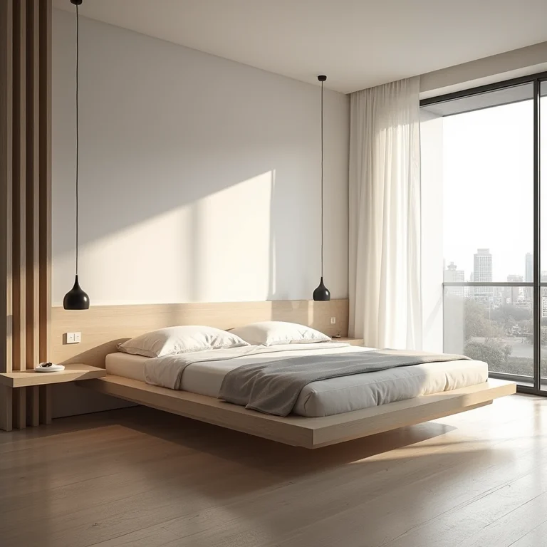 Quarto moderno com cama suspensa