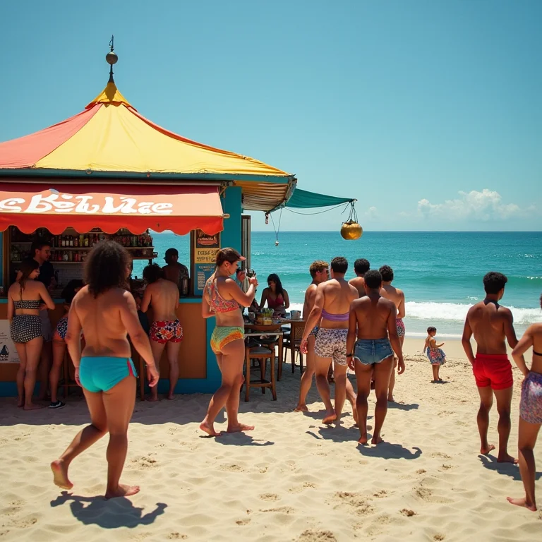 Quiosques movimentados na Praia de Copacabana