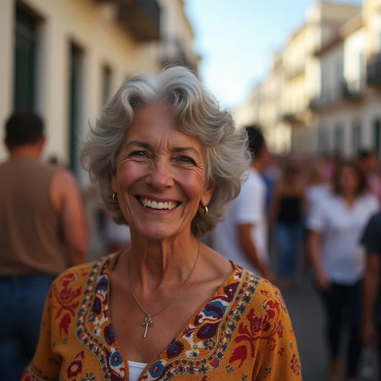 Romeira sorrindo durante o Círio de Nazaré