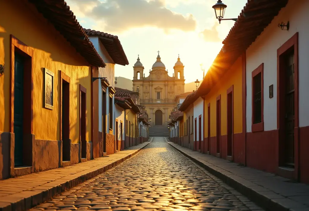 Cidades Históricas de Minas: um mapa com os segredos de cada uma Rua de paralelepípedos em Ouro Preto com arquitetura colonial e igreja barroca ao fundo.