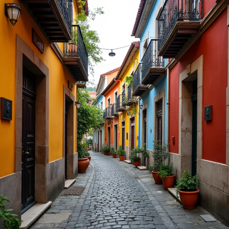 Ruas charmosas da Vila da Taipa em Macau: um labirinto de cores e história.