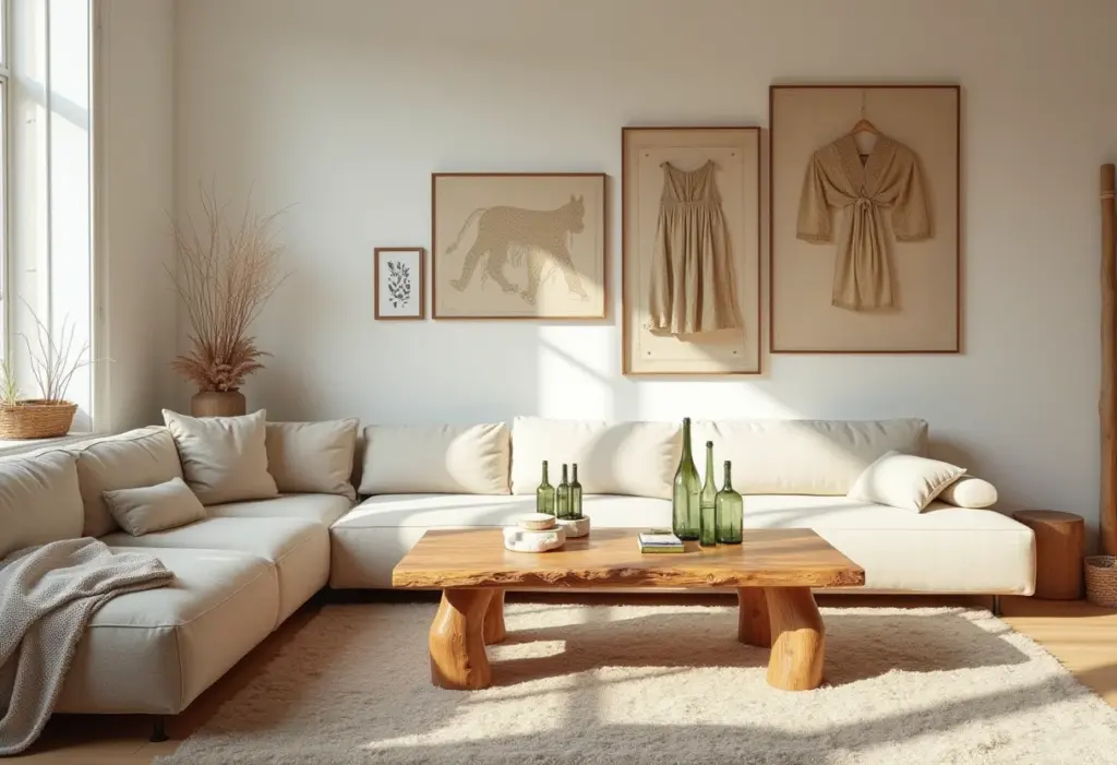 Upcycling na decoração: transforme lixo em luxo na sua casa Sala de estar decorada com móveis e objetos upcycled