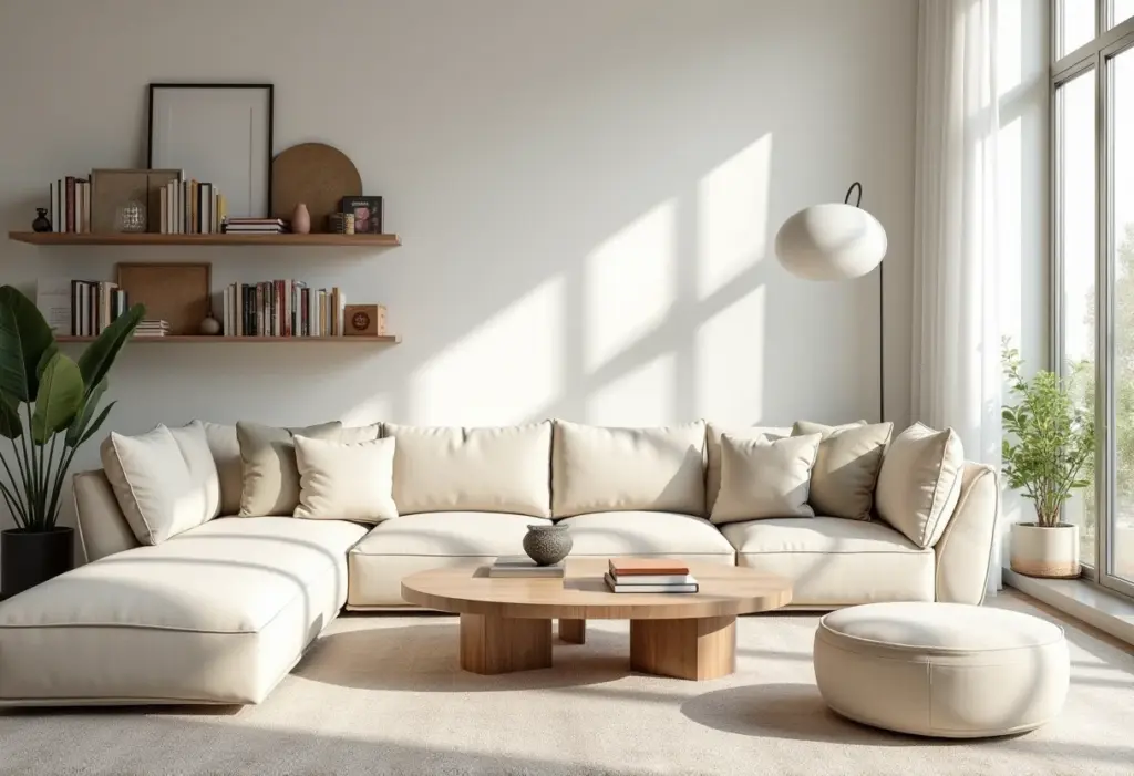 Livros de decoração: 5 erros que você não pode cometer Sala de estar minimalista com livros de decoração.