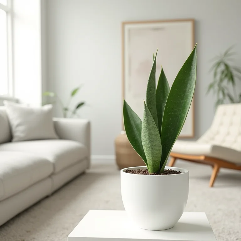 Sala minimalista com planta Espada de São Jorge