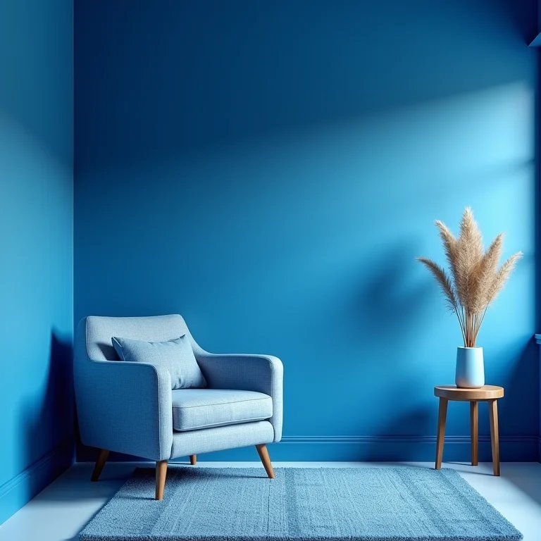 Sala monocromática azul com excesso de azul.