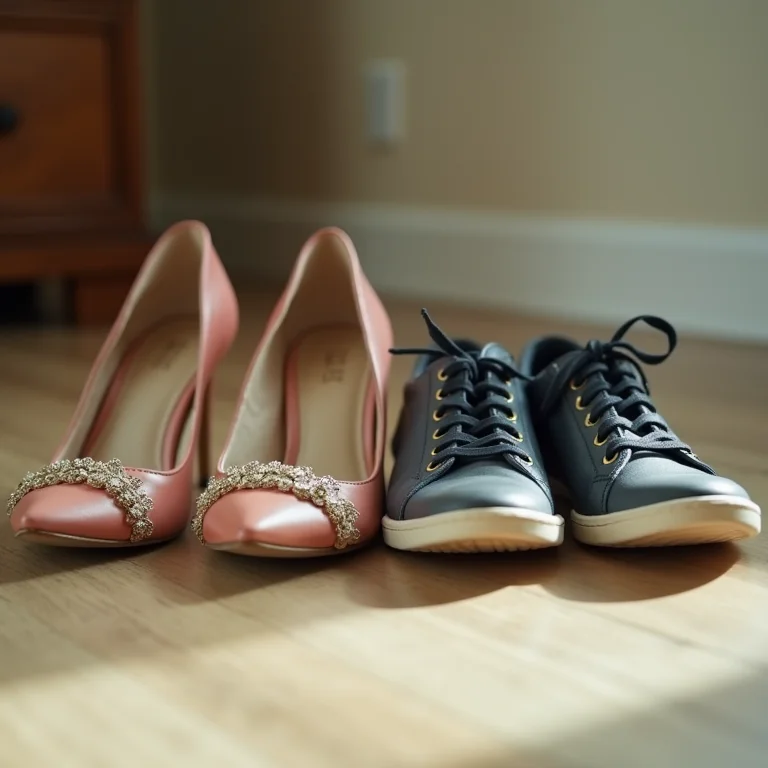 Salto alto desconfortável x tênis confortável