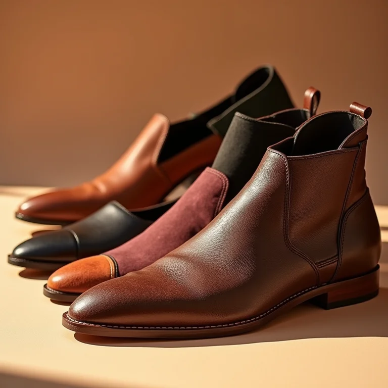 Sapatos e cintos masculinos organizados por cor