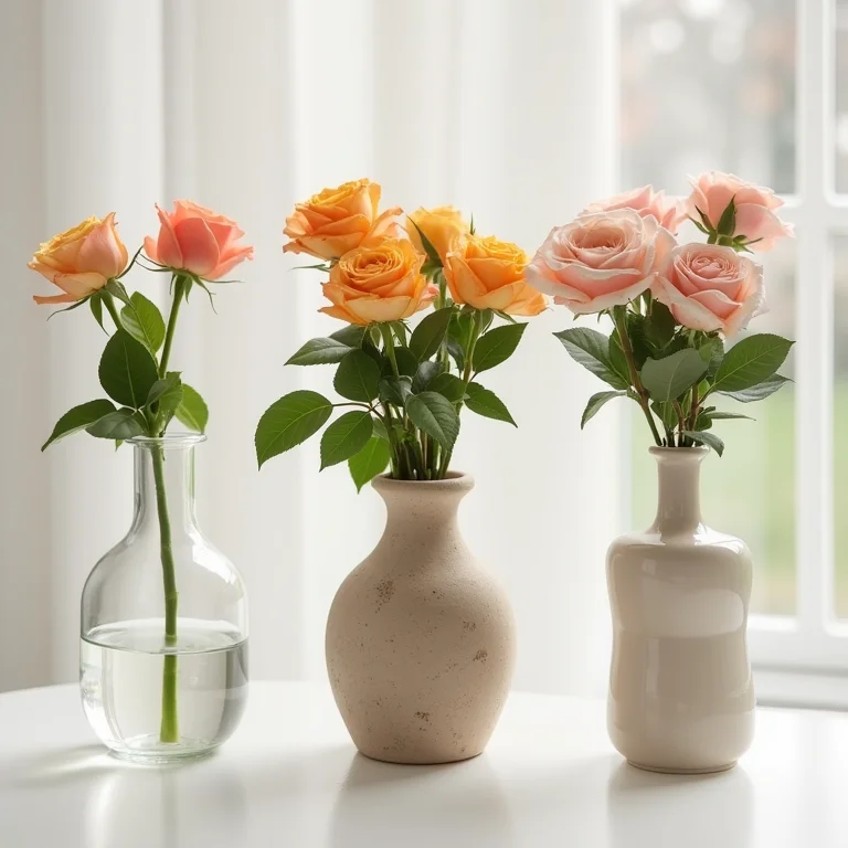 Seleção de vasos: ideal, aceitável e inadequado para rosas.