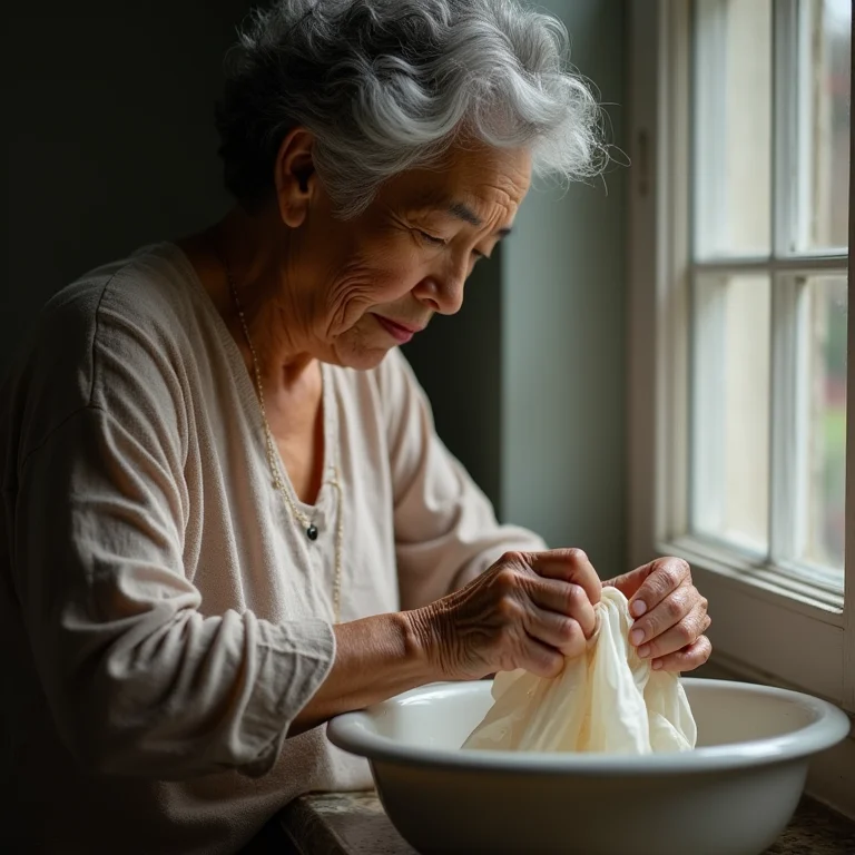 Senhora lavando tecido delicado