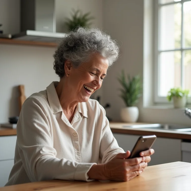 Senhora olhando calendário no celular