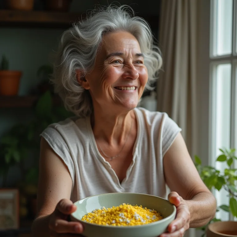 Senhora preparando banho de lua caseiro com camomila.