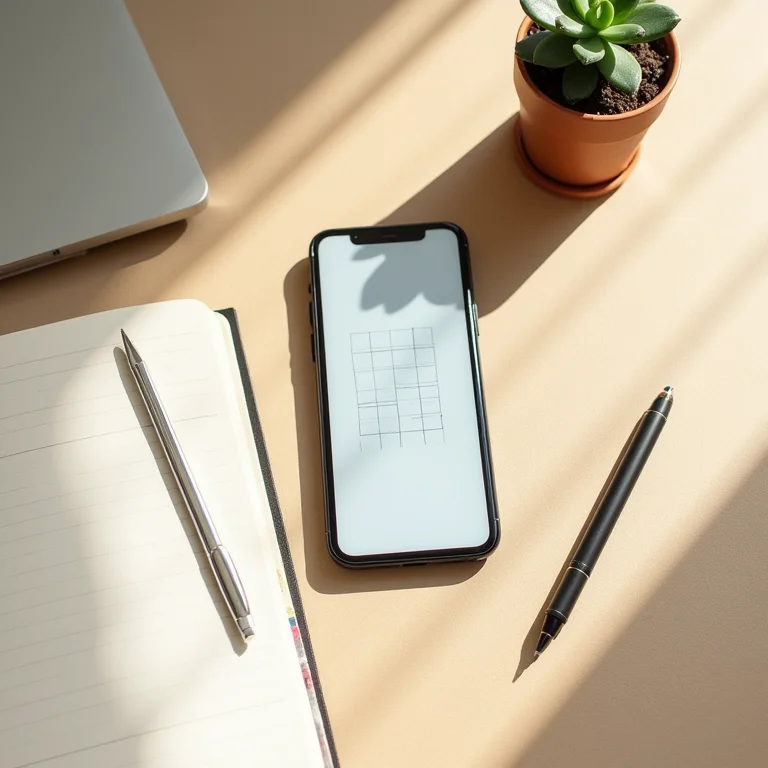 Smartphone mostrando a regra dos terços em fotografia.