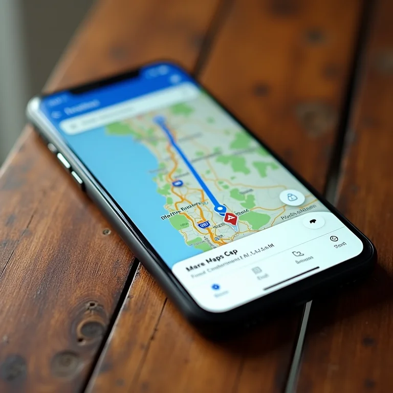 Smartphone mostrando rota no Google Maps.