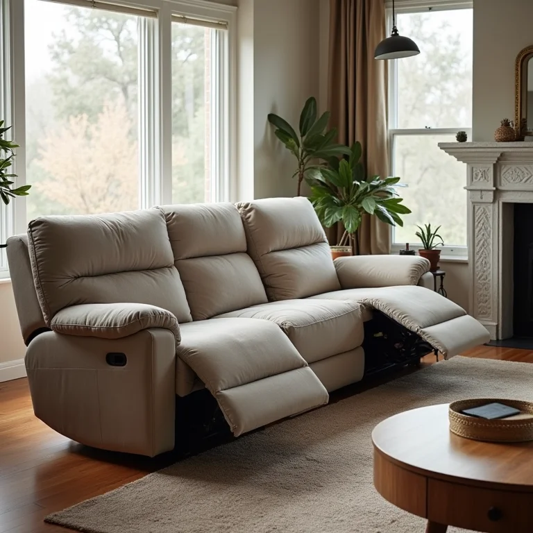 Sofá reclinável ocupando muito espaço em sala pequena