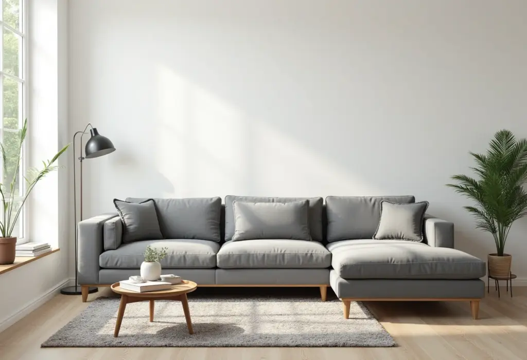 Sofá retrátil e reclinável em sala de estar moderna