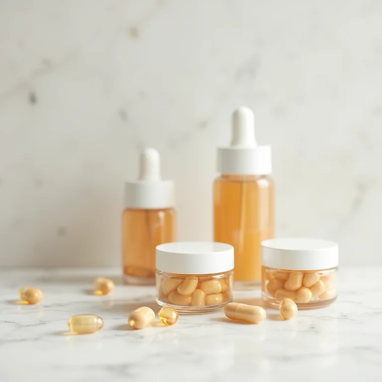 Suplementos capilares em cápsulas e frascos