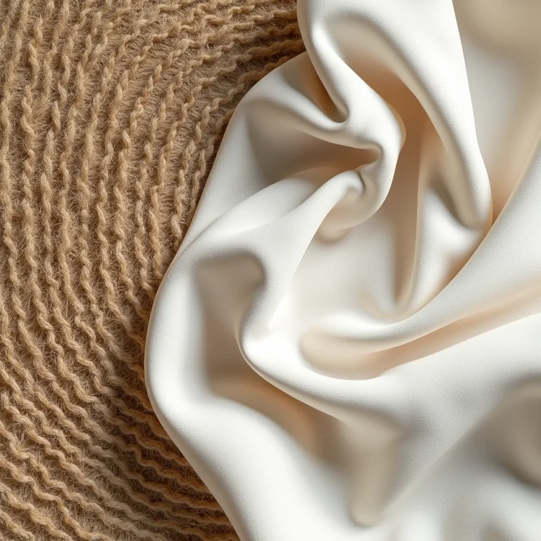 Tecido sintético ao lado de tapete de juta